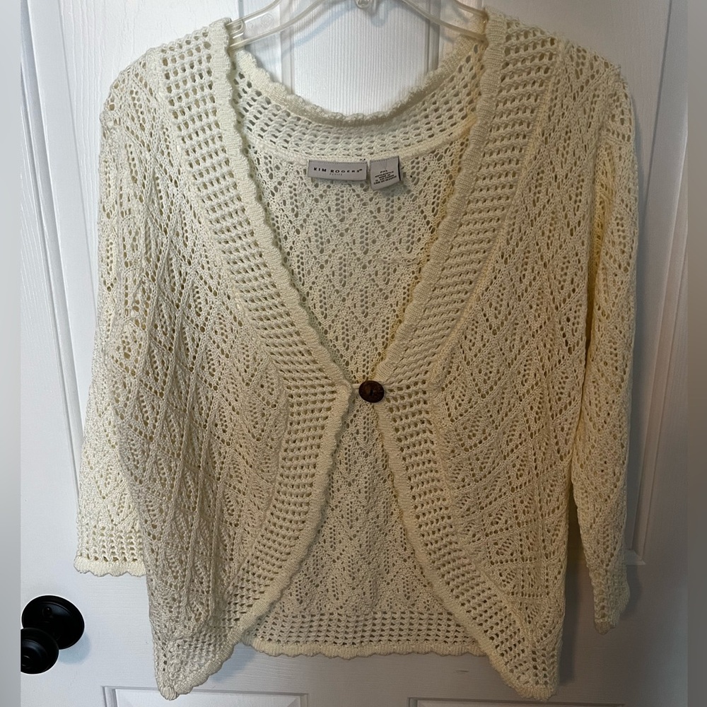 Kim Rogers Cream Open-Knit Cardigan. New without tags.